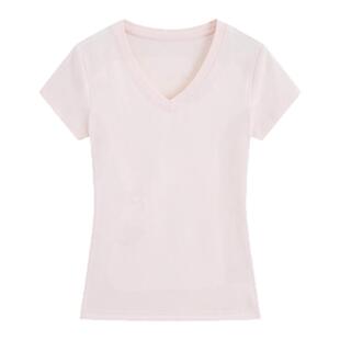 Morn 夏日多巴胺/阿克苏定制长绒棉亲肤V领短袖T恤女修身显瘦百搭