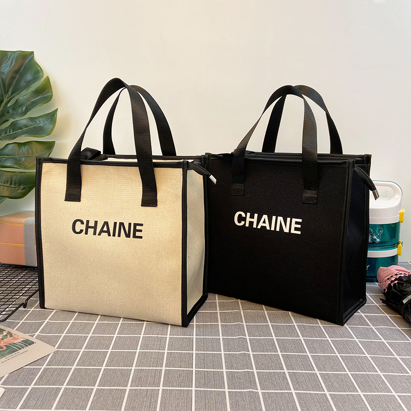 简约上班族手提包饭盒袋便当包日式大容量时尚杂物袋子外出手拎包