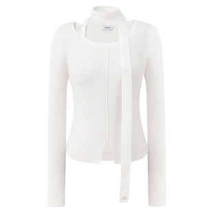 Lookast韩国女士25秋季柔美雅致系带镂空针织衫针织衫MUSINSA