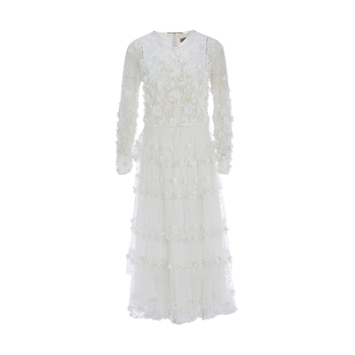 法式蕾丝小资蛋糕连衣裙显瘦