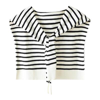 经典条纹披肩女春秋百搭假领子