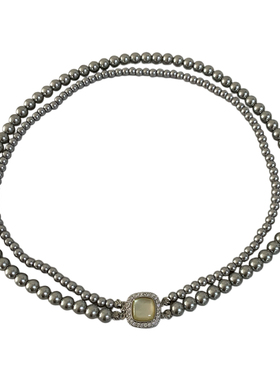 XMR小香风S家麻灰正圆珍珠锁骨链