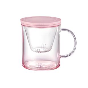富光FU+玻璃杯带把手茶水分离办公室泡茶杯女士个人专用喝茶杯子
