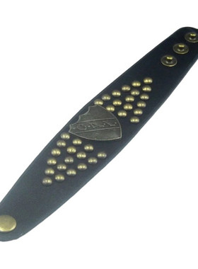 铜色球形钉盾牌船形皮黑朋克手链