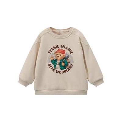 小熊童装印花圆领套头加绒卫衣