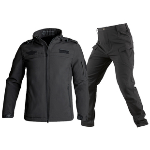 户外秋冬男女黑色加绒速干作训服保安服执勤服防水教官服保暖外套