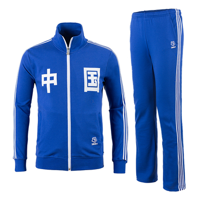 三枝梅花纯棉中国运动服套装男女