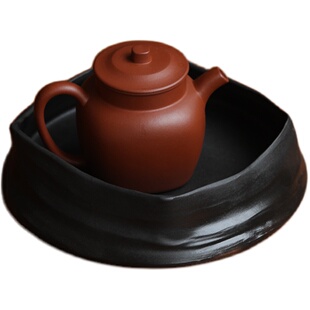 挑tea|桃山房乌衣壶承 干泡台可储水纯手工盘子紫砂干泡雷杰陶瓷
