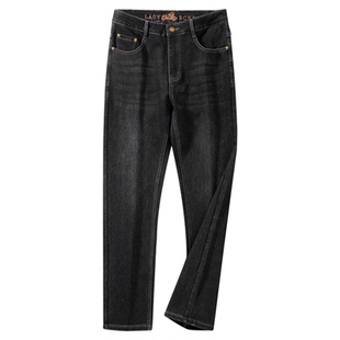 老爷车专柜同款秋冬牛仔裤男士中年棉弹高端潮牌直筒加绒裤子男款