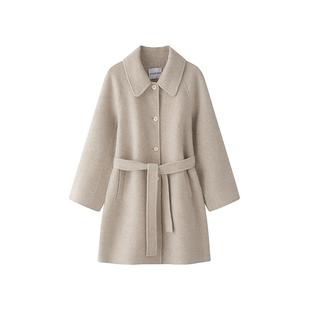 【现货】羊织道 露珠 秋冬新款丝驼毛大衣 加厚毛呢长腰带外套