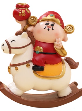 马上有钱客厅玄关摆件工位发财办公室桌面2026马年装饰品新年礼物