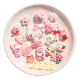 卡通KT猫树脂配件立体贴 diy草莓糖果水杯装饰贴冰箱贴自粘小饰品