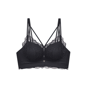 超厚加厚五厘米5CM馒头杯文胸增厚四分之三从小A变大C的黑色内衣