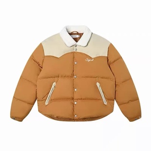 JOYRICH潮牌男女款冬季保暖撞色拼接收腰立领短款羽绒服90%鸭绒