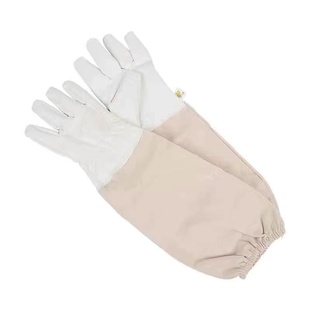 羊皮手套养蜂工具手套蜜蜂防护防蜂蛰手套透气帆布捉蜂采蜜臂袖