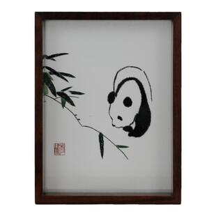 蜀绣简笔熊猫礼品摆件纯手工双面刺绣工艺礼品四川特色非遗礼物