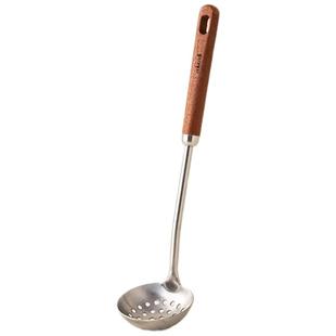 onlycook316不锈钢小汤勺漏勺一人食乌檀木柄火锅勺子汤漏壳防烫