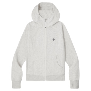 PSO Brand女装连帽拉链休闲抓绒灰色卫衣外套修身运动上衣冬季