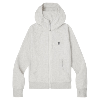 PSO Brand 女装连帽拉链运动上衣短外套休闲百搭灰色抓绒卫衣秋季