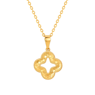 明牌珠宝t5G黄金吊坠 足金四叶草亮片花纹项坠几何挂件AFC0684