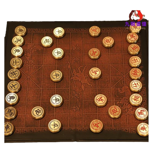 黄铜锻造精工象棋精粹工艺彩铜着色皮革棋盘礼盒装高档礼品工艺品