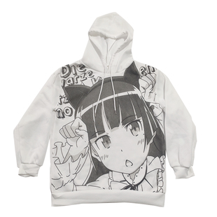 2021新款日系卡通动漫连帽薄绒卫衣女二次元初中学生小个子可爱冬