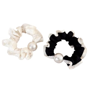 韩系花边珍珠小肠发圈女扎头发饰简约气质百搭头饰高级感2025新款