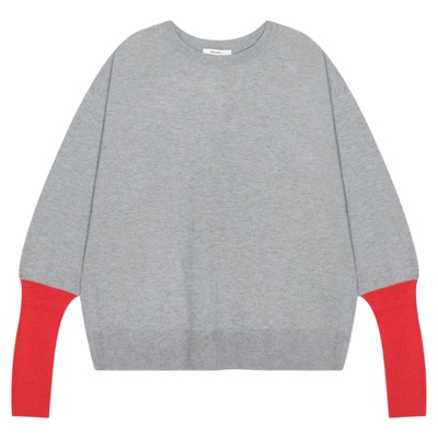 niko and ...上衣女2026春季新款红色撞色圆领打底针织衫571621