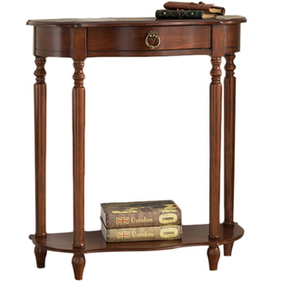 欧式门厅入户实木玄关桌美式玄关台半圆玄关柜沙发背几走廊靠墙桌