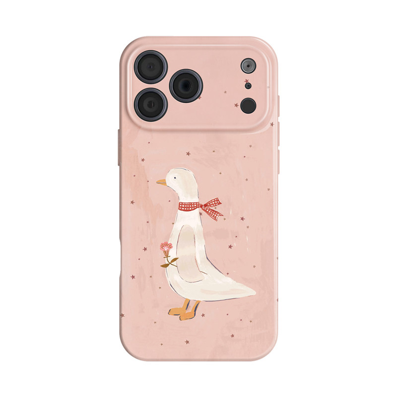 粉色花鹅~简约ins适用iphone17promax手机壳苹果16nova14华为mate70少女p80小米15opporeno13vivos50一加ace6