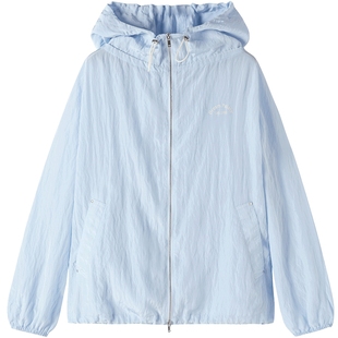 商场同款URLAZH有兰2025夏季新款以太蓝字母印花薄款连帽外套女