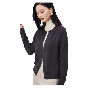 【100纯羊毛】金菊女式羊毛衫2025秋冬新款针织开衫保暖毛衣外套