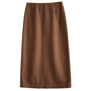 G25D-038【海月山云】北京瓷片高端复古文艺羊毛弹力松紧直筒半裙