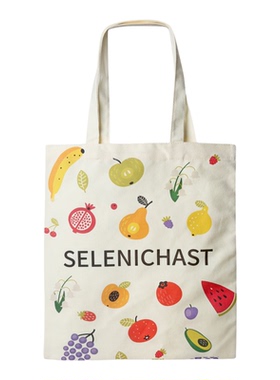 SELENICHAST帆布袋水果花朵图案棉麻手提袋环保袋斜挎包品牌周边