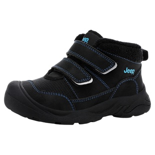 jeep女童二棉鞋冬季2025新款黑色儿童加绒运动鞋保暖女孩高帮冬鞋