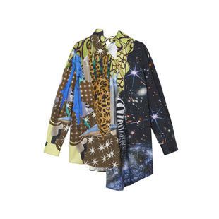 JNBY/江南布衣折扣春夏衬衫印花宽松长袖复古氛围感八芒星衬衣女