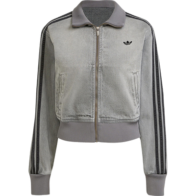 Adidas/阿迪达斯正品三叶草女士休闲牛仔立领日常短款外套JY2564