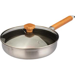 摩登主妇有钛不锈钢平底锅炒菜家用不粘电磁炉燃气牛排加深煎炒锅