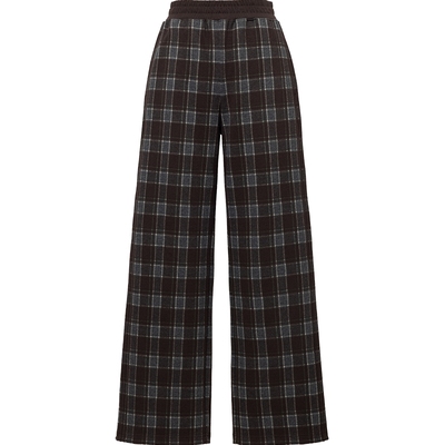 EP雅莹复古格纹直筒裤