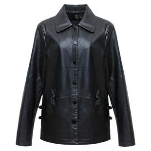 春秋冬新款海宁皮衣女短款外套中年妈妈装简约上衣时尚休闲皮夹克