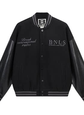 BONELESS美式街头宽松刺绣十字天使棒球服宽松百搭潮牌夹克外套