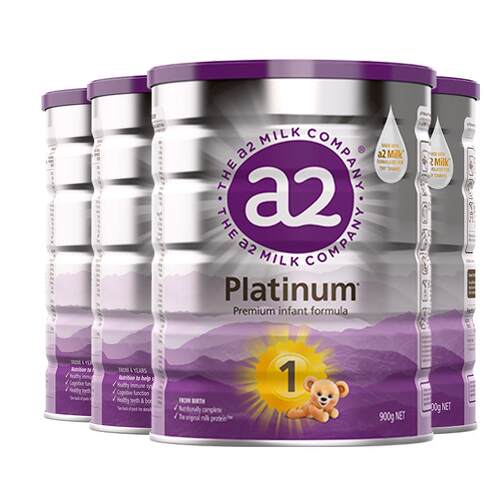 a2紫白金澳洲进口1段一段婴幼儿配方奶粉0-6月900g*4罐[批批严检]