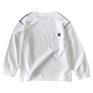 宽松微落肩/厚厚软软/能穿3季 男童纯棉长袖T恤 圆领打底衫