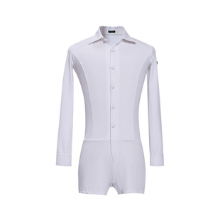 茜卡索 拉丁舞服男童专业比赛服规定服男生考级白色标准衬衫G7085