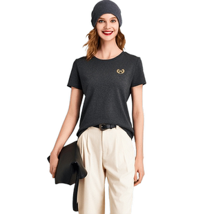 HAVVA圆领宽松舒适短袖T恤女ins风高级感半袖上衣2026春夏T25870