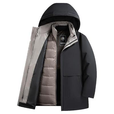 老人头一衣三穿中长款羽绒服鹅绒