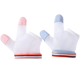 戒吃手手套9个月到2岁大拇指头婴儿宝宝小孩半截防啃手神器漏手指