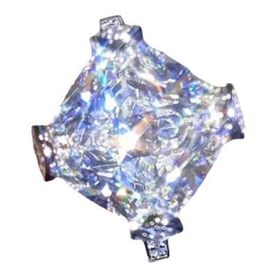 莫桑石冰花切四爪钻戒奢华