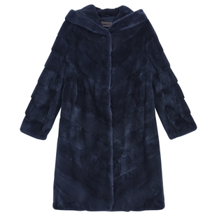 YINER音儿专选2025冬季新款进口优雅长款连帽整貂母貂水貂毛皮草