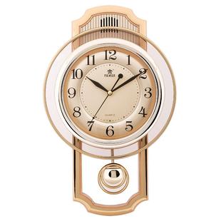 POWER霸王钟表客厅创意时钟音乐整点报时挂钟欧式静音石英摇摆钟